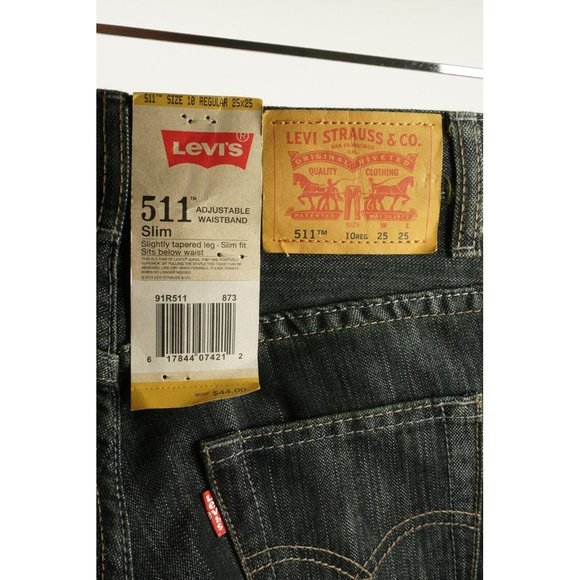 New Levi's 511 Women's Size 25 x 25 Slim Fit Tapered Leg Raw Blue Denim Jeans - Picture 4 of 7